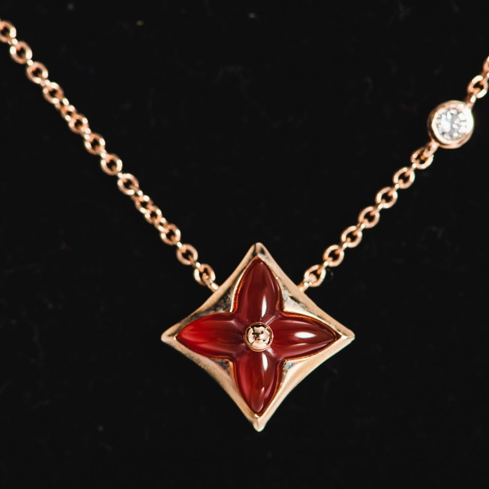 [⭐Sparkve]STAR NECKLACE PINK GOLD 1 DIAMOND