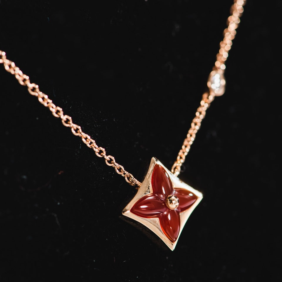 [⭐Sparkve]STAR NECKLACE PINK GOLD 1 DIAMOND