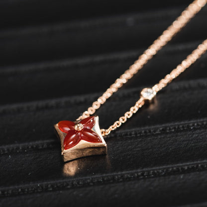 [⭐Sparkve]STAR NECKLACE PINK GOLD 1 DIAMOND