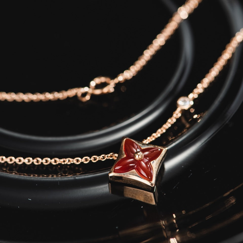 [⭐Sparkve]STAR NECKLACE PINK GOLD 1 DIAMOND