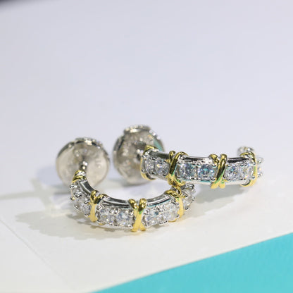 [⭐Sparkve Jewels]TWENTY STONE HOOP GOLD EARRINGS