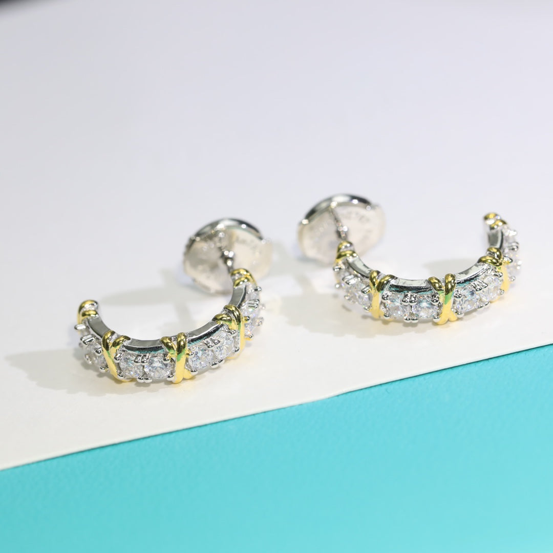 [⭐Sparkve Jewels]TWENTY STONE HOOP GOLD EARRINGS