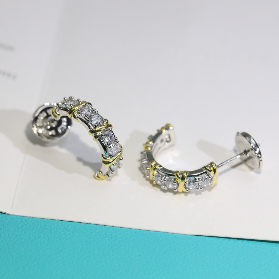 [⭐Sparkve Jewels]TWENTY STONE HOOP GOLD EARRINGS