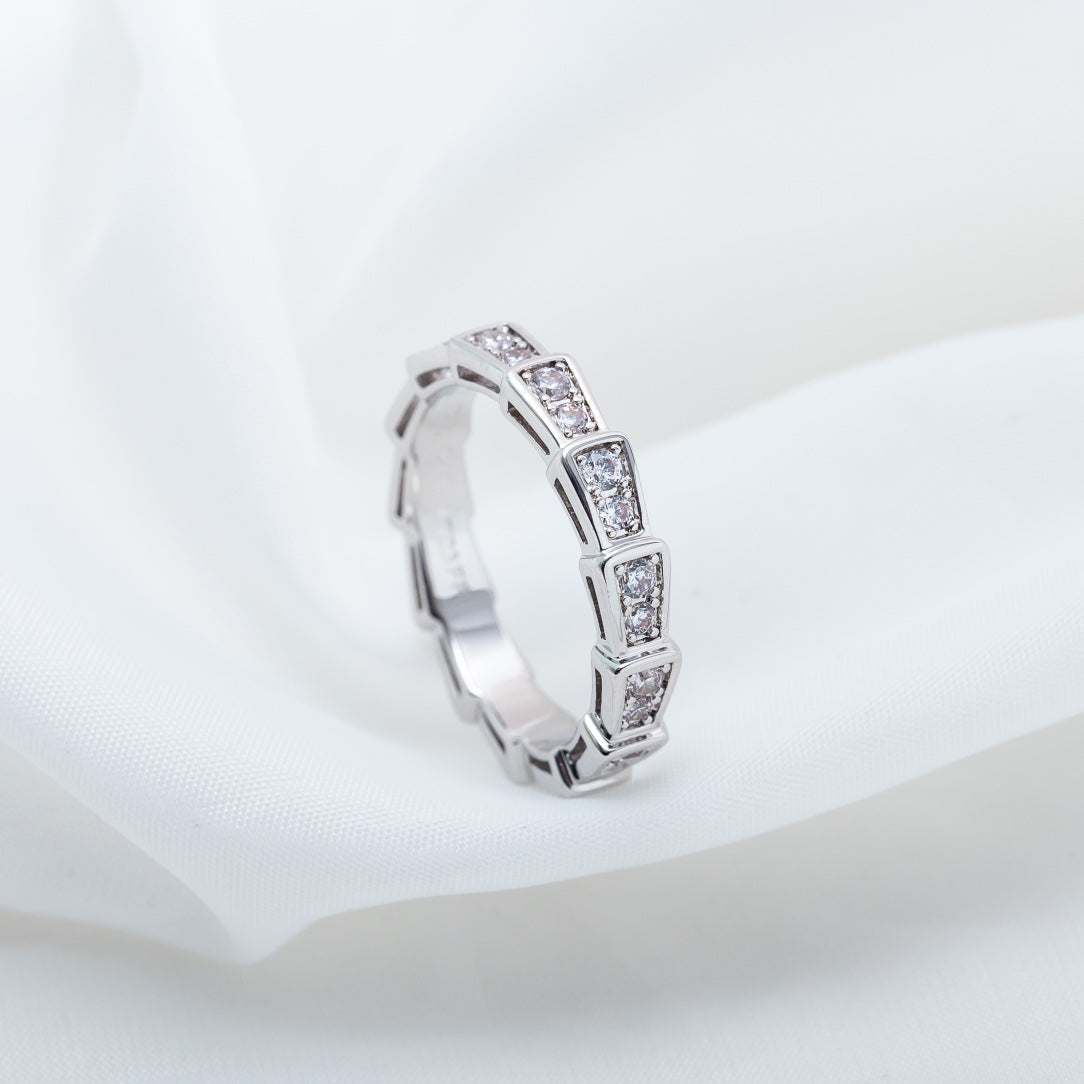 [⭐Sparkve]SERPENTI RING SILVER DIAMOND PAVED 3MM