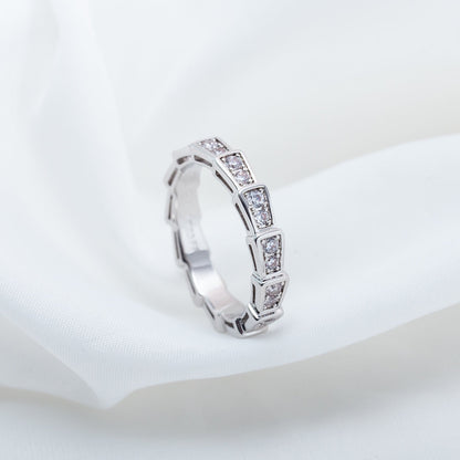 [⭐Sparkve]SERPENTI RING SILVER DIAMOND PAVED 3MM