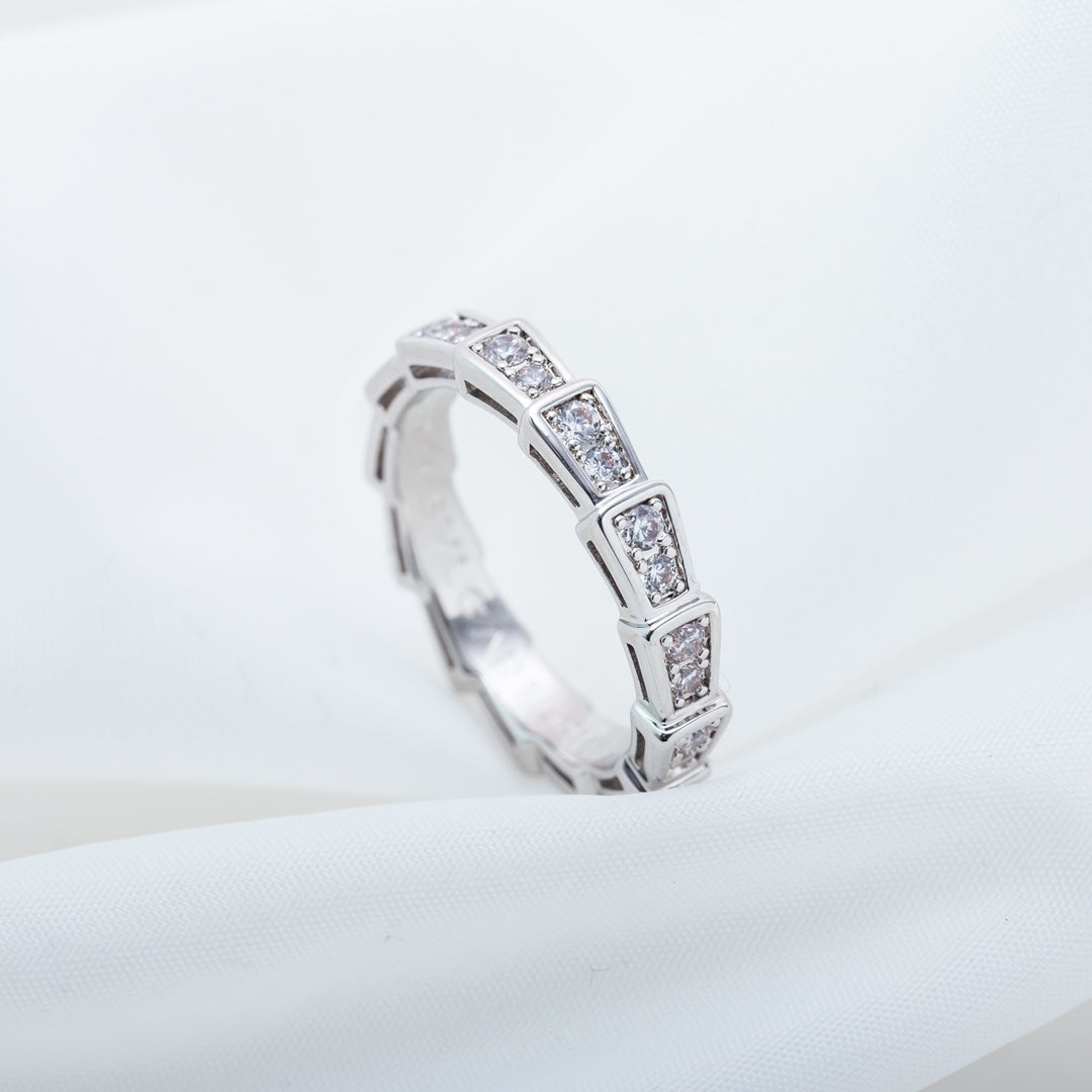 [⭐Sparkve]SERPENTI RING SILVER DIAMOND PAVED 3MM
