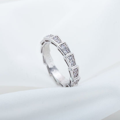[⭐Sparkve]SERPENTI RING SILVER DIAMOND PAVED 3MM