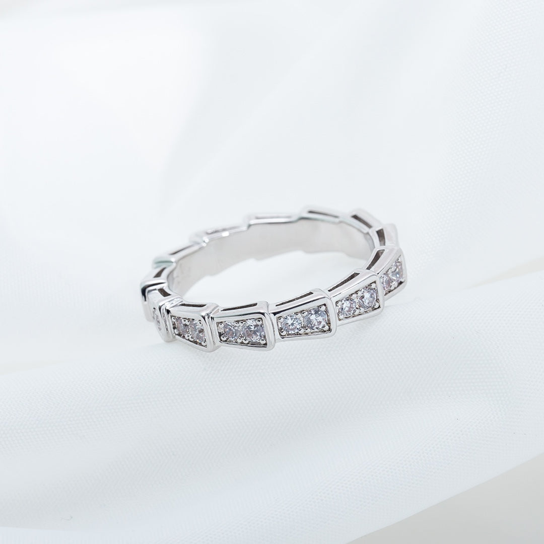 [⭐Sparkve]SERPENTI RING SILVER DIAMOND PAVED 3MM