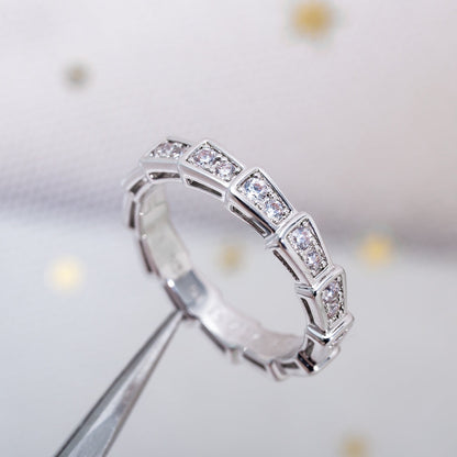 [⭐Sparkve]SERPENTI RING SILVER DIAMOND PAVED 3MM