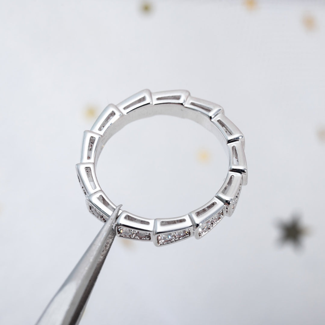[⭐Sparkve]SERPENTI RING SILVER DIAMOND PAVED 3MM