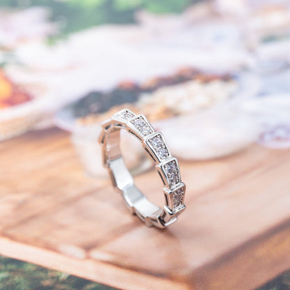 [⭐Sparkve]SERPENTI RING SILVER DIAMOND PAVED 3MM