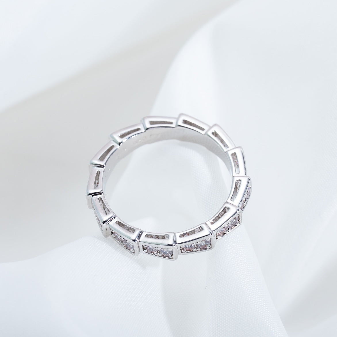 [⭐Sparkve]SERPENTI RING SILVER DIAMOND PAVED 3MM
