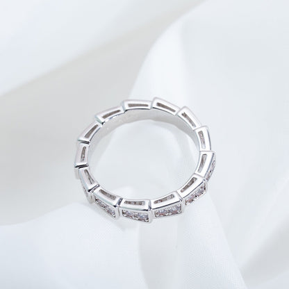 [⭐Sparkve]SERPENTI RING SILVER DIAMOND PAVED 3MM
