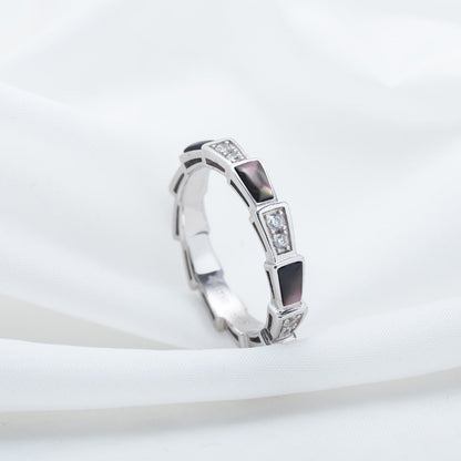 [⭐Sparkve]SERPENTI RING SILVER  DIAMOND BLACK MOP 3MM