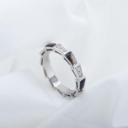 [⭐Sparkve]SERPENTI RING SILVER  DIAMOND BLACK MOP 3MM