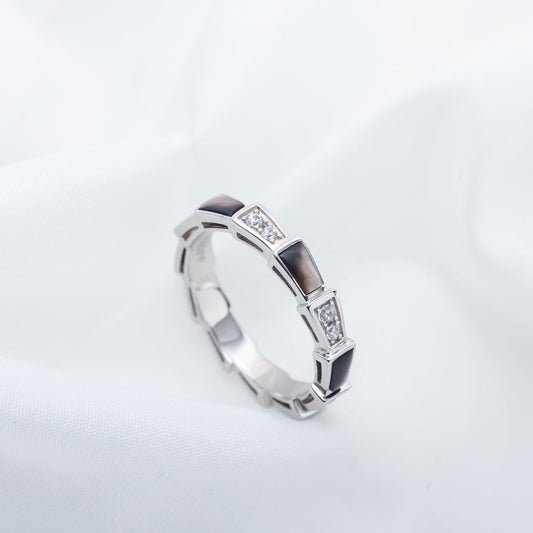[⭐Sparkve]SERPENTI RING SILVER  DIAMOND BLACK MOP 3MM