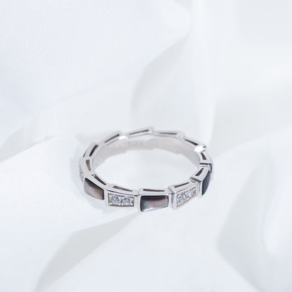 [⭐Sparkve]SERPENTI RING SILVER  DIAMOND BLACK MOP 3MM