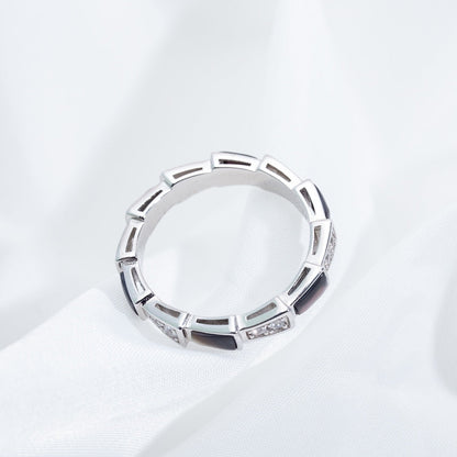 [⭐Sparkve]SERPENTI RING SILVER  DIAMOND BLACK MOP 3MM