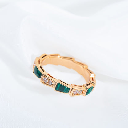 [⭐Sparkve]SERPENTI RING PINK GOLD MALACHITE DIAMOND 3MM