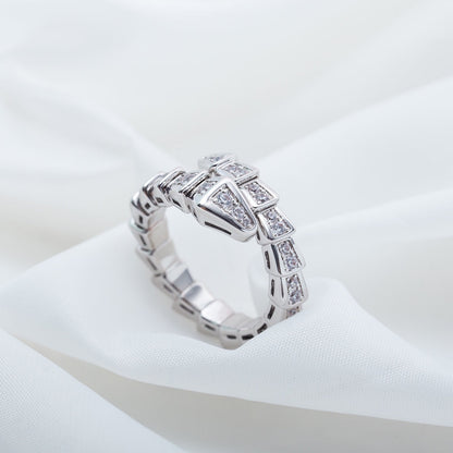 [⭐Sparkve]SERPENTI RING SILVER DIAMOND PAVED 4MM