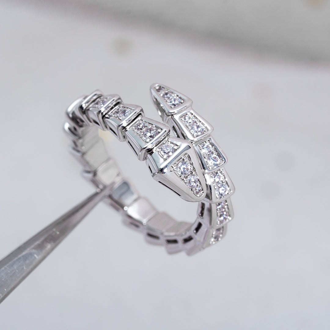 [⭐Sparkve]SERPENTI RING SILVER DIAMOND PAVED 4MM