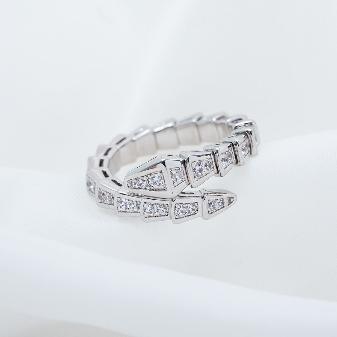[⭐Sparkve]SERPENTI RING SILVER DIAMOND PAVED 4MM