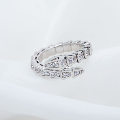 [⭐Sparkve]SERPENTI RING SILVER DIAMOND PAVED 4MM