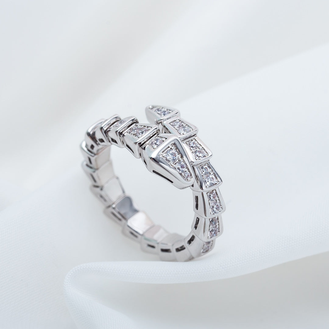 [⭐Sparkve]SERPENTI RING SILVER DIAMOND PAVED 4MM