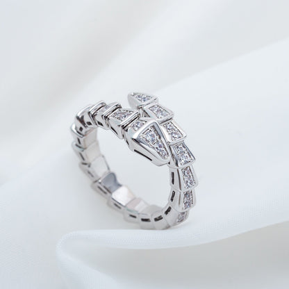 [⭐Sparkve]SERPENTI RING SILVER DIAMOND PAVED 4MM
