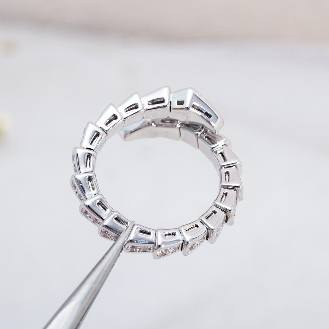 [⭐Sparkve]SERPENTI RING SILVER DIAMOND PAVED 4MM