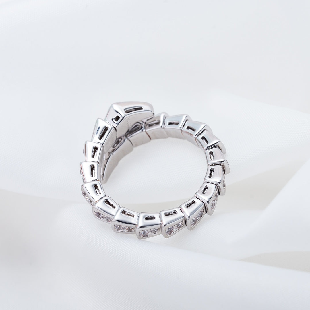 [⭐Sparkve]SERPENTI RING SILVER DIAMOND PAVED 4MM