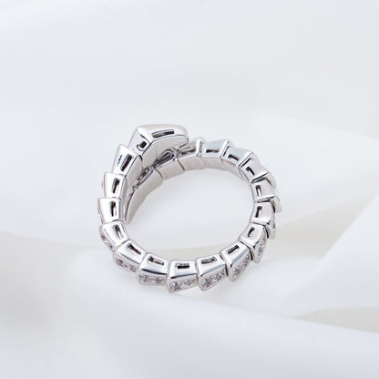 [⭐Sparkve]SERPENTI RING SILVER DIAMOND PAVED 4MM