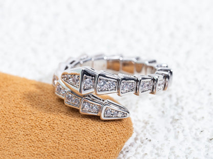 [⭐Sparkve]SERPENTI RING SILVER DIAMOND PAVED 4MM