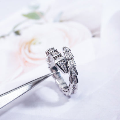 [⭐Sparkve]SERPENTI RING SILVER DIAMOND PAVED 4MM