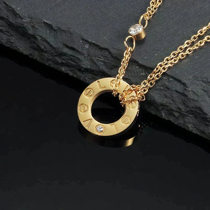 [⭐Sparkve]LOVE NECKLACE 16MM 2 DIAMONDS
