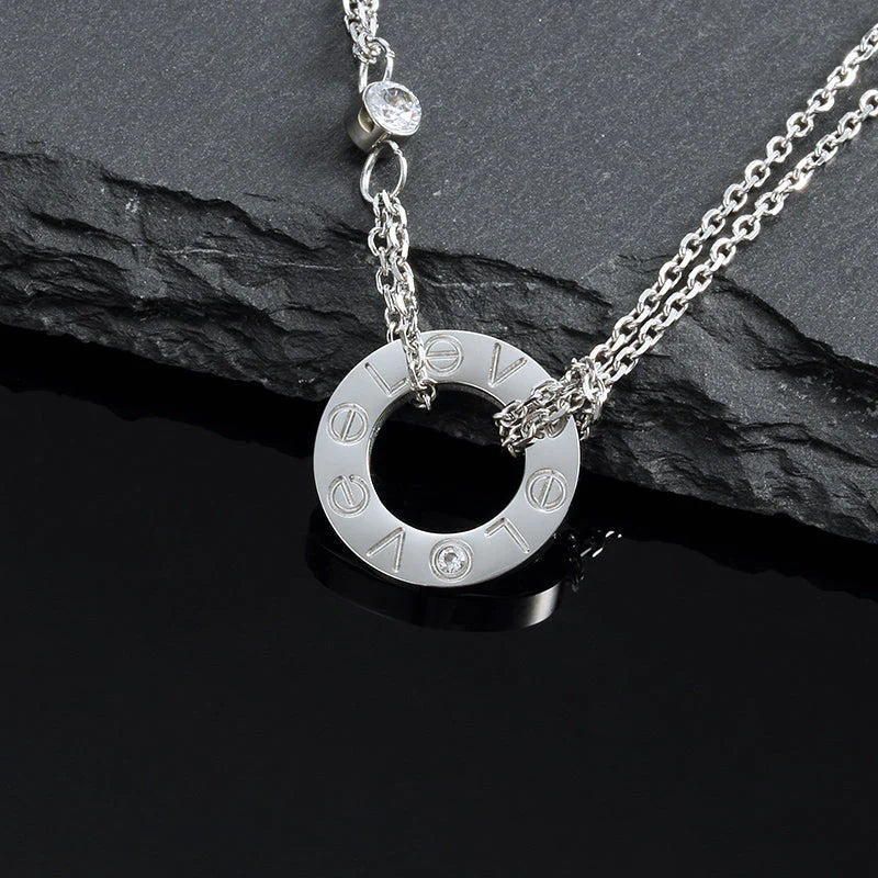 [⭐Sparkve]LOVE NECKLACE 16MM 2 DIAMONDS