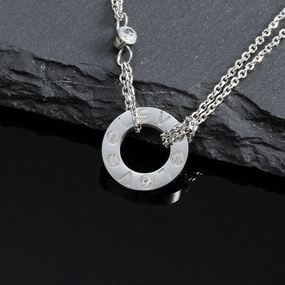 [⭐Sparkve]LOVE NECKLACE 16MM 2 DIAMONDS
