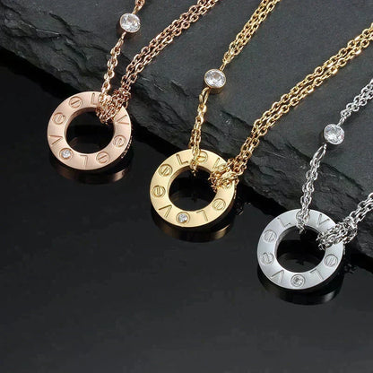 [⭐Sparkve]LOVE NECKLACE 16MM 2 DIAMONDS
