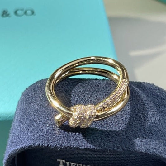 [⭐Sparkve Jewels]KNOT RING DOUBLE ROW GOLD DIAMOND