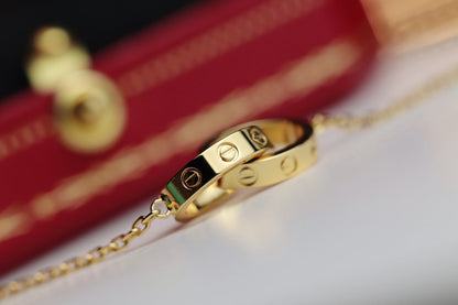 [⭐Sparkve]LOVE NECKLACE DOUBLE RING GOLD