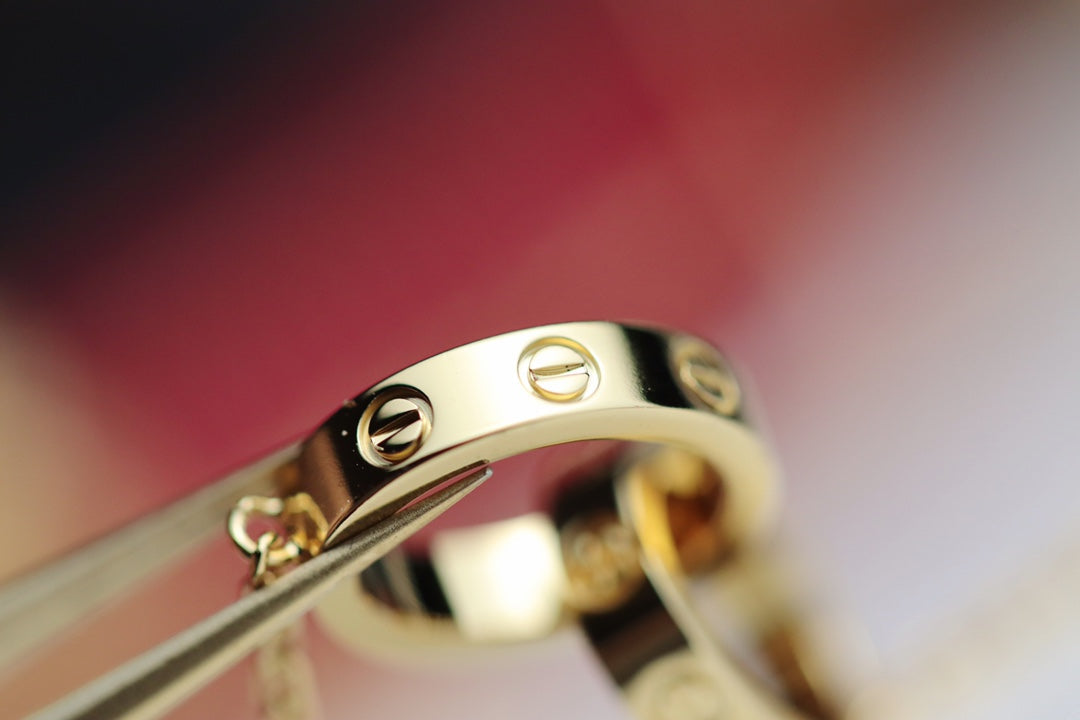 [⭐Sparkve]LOVE NECKLACE DOUBLE RING GOLD