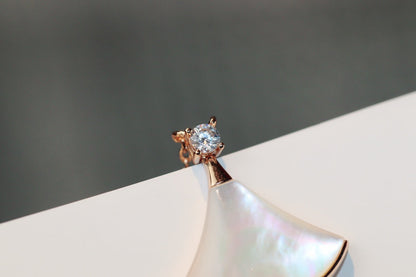[⭐Sparkve]DREAM NECKLACE WHITE MOP PINK GOLD 1 DIAMOND