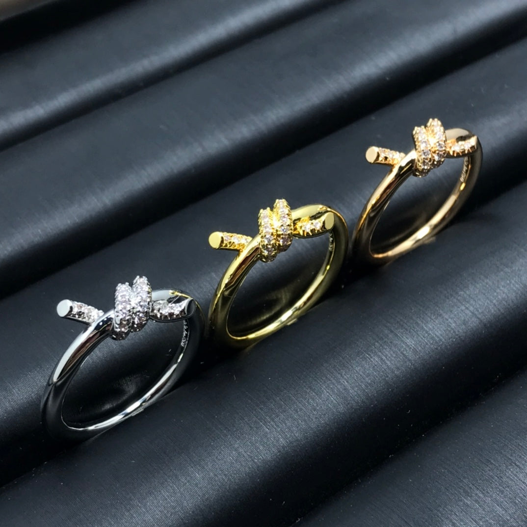[⭐Sparkve Jewels]KNOT RING 1.2MM DIAMOND