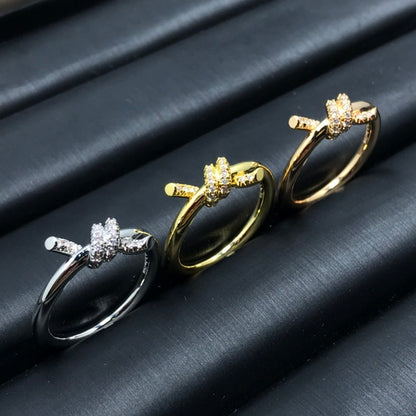 [⭐Sparkve Jewels]KNOT RING 1.2MM DIAMOND