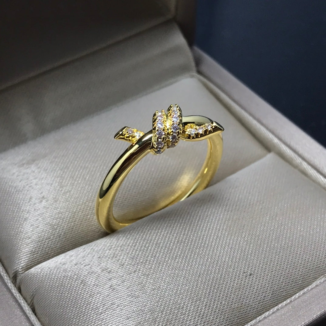 [⭐Sparkve Jewels]KNOT RING 1.2MM DIAMOND