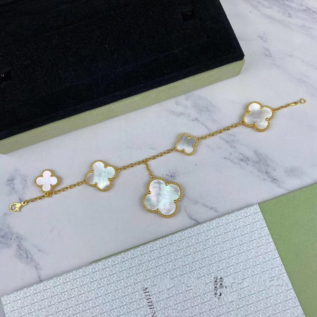 [⭐Sparkve]MAGIC CLOVER MOP GOLD BRACELET 5 MOTIFS