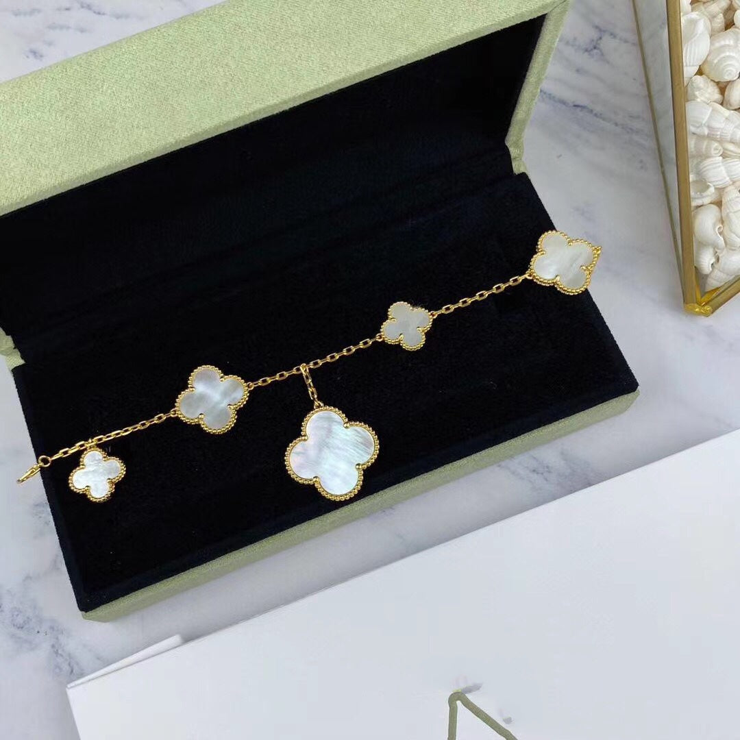 [⭐Sparkve]MAGIC CLOVER MOP GOLD BRACELET 5 MOTIFS