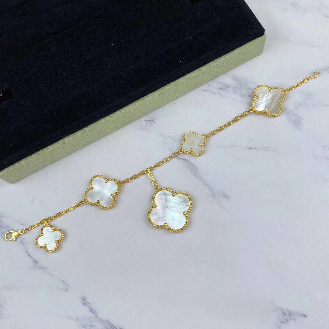 [⭐Sparkve]MAGIC CLOVER MOP GOLD BRACELET 5 MOTIFS
