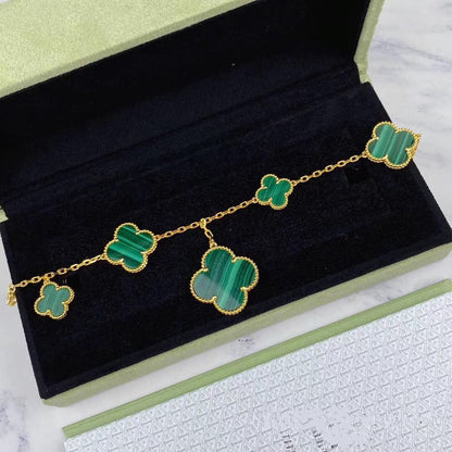 [⭐Sparkve]MAGIC CLOVER MALACHITE GOLD BRACELET 5 MOTIFS