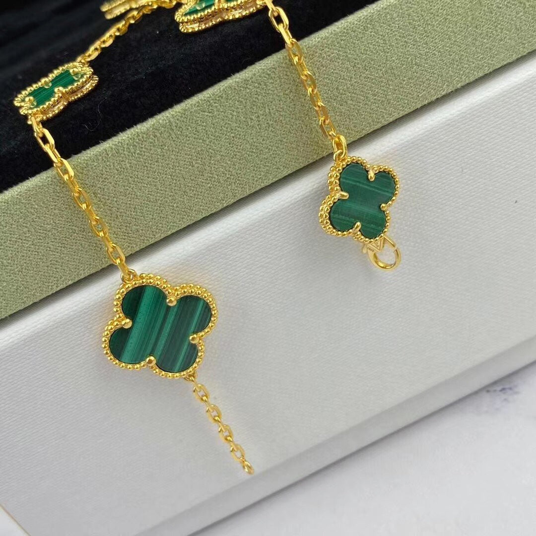 [⭐Sparkve]MAGIC CLOVER MALACHITE GOLD BRACELET 5 MOTIFS